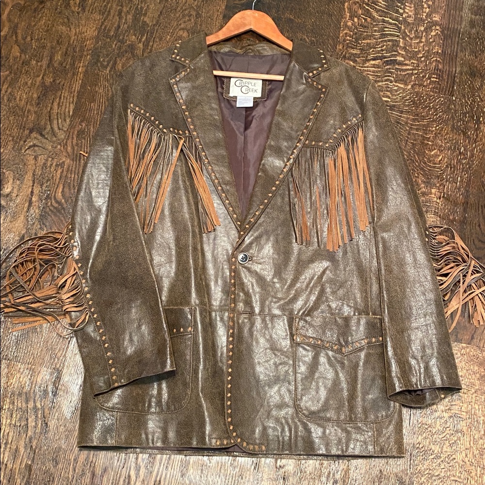 EUC Men’s Brown Leather Fringe Jacket